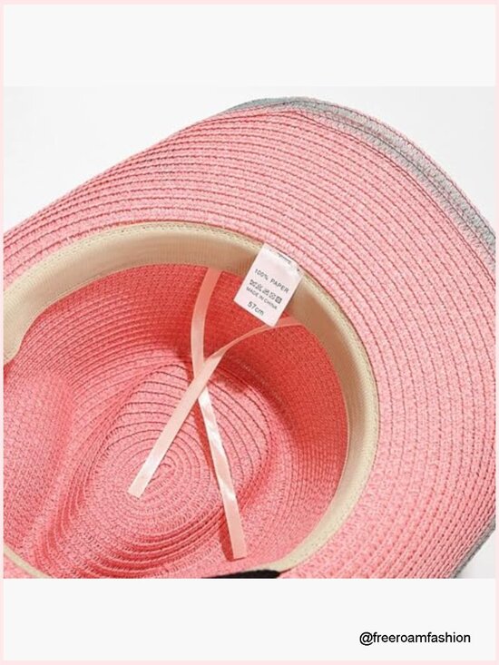 Pink Straw Cowboy Hat with Star Print, Shapeable Brim, Adjustable Chin Cord main image 7